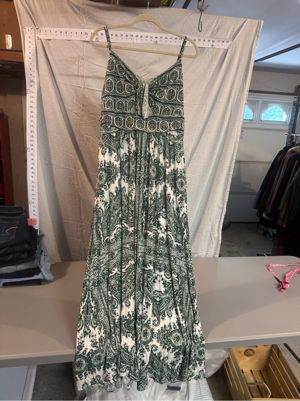 Moulinette Soeurs Green and White Paisley Maxi Dress